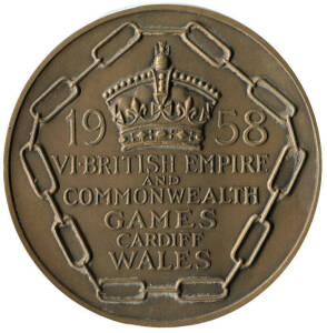 1958 BRITISH COMMONWEALTH GAMES IN CARDIFF, Participation Medal "1958 VI.British Empire and Commonwealth Games, Cardiff, Wales", 55mm diameter. [Ex Rene Mercier (1905-91) France, French Fencing Federation President 1965-70, and President of the Internatio