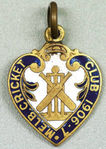 MELBOURNE CRICKET CLUB, 1906-7 membership badge, made by Stokes & Sons, No.2166.