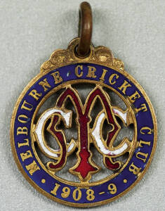 MELBOURNE CRICKET CLUB, 1908-9 membership badge, made by Stokes, No.2222.