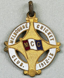 MELBOURNE CRICKET CLUB, 1912-13 membership badge, made by C.Bentley, No.1013.