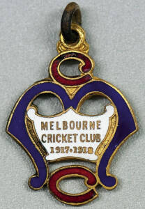 MELBOURNE CRICKET CLUB, 1917-18 membership badge, made by C.Bentley, No.190. Very scarce wartime year.