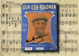 DON BRADMAN, three signed postcards, including "Our Don Bradman". G/VG.