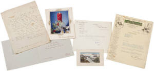 DON BRADMAN CORRESPONDENCE: Extraordinary correspondence from Don Bradman to Bert Bowden from 1930-83: Includes letters (35), postcards (2) and Christmas Cards (17). Noted a postcard written whilst on his honeymoon in Canada in 1932; postcard "Australian 