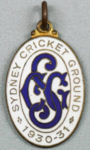 SYDNEY CRICKET GROUND, membership badges for 1930-31, 1931-32, 1932-33, 1933-34 & 1934-35.