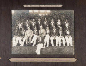 1930-31 WEST INDIES TOUR TO AUSTRALIA, team photograph, with title "West Indies Cricket Team, Touring Australia 1930-31" & players names on mount, overall 45x36cm. Good condition (window mount with some faults).