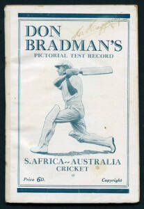 CRICKET BOOKS, noted "Don Bradman's Pictorial Test Record: S.Africa-Australia Cricket" edited by Davis [Sydney, 1931]; "Keith Carmody on Cricket" [Perth, 1948]; "Bradman 1927-1941" edited by Roberts [Birmingham, 1944]. Fair/Good condition.