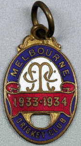 MELBOURNE CRICKET CLUB, membership badges for 1933-34, 1934-35, 1935-36 & 1936-37.