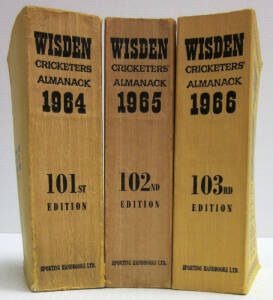 "Wisden Cricketers' Almanack"s for 1960-69. All with limp yellow covers. Fair/Good condition.