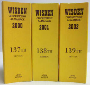 "Wisden Cricketers' Almanack"s, for 2000-08 & 2010-12. All with limp yellow covers. Good condition.