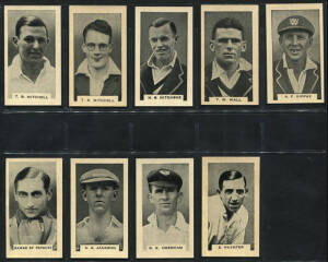 1932 Godfrey Phillips "Test Cricketers 1932-1933", complete set [38], plus error card of No.31 T.B.Mitchell (one with glasses, other without). G/VG.