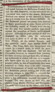 NEWSPAPER PAGES: Pages from 'The Argus', with reports of football from 1858-82.