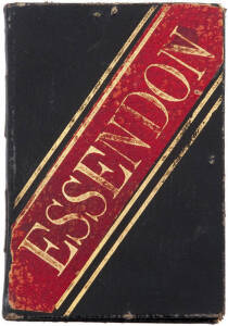 ESSENDON: 1893 Member's Season Ticket, black leather cover with red stripe & gilt "Essendon" on front, and Footballer & "Season 1893" on reverse, with 10 tickets inside. Good condition. Extremely rare. [Essendon was undefeated in the 1893 season, winning 