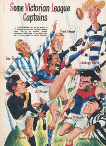 MAGAZINES: Folder with wonderful range of football pictures, articles & supplements c1928-86, noted 1928 'Weekly Times "Football Series" [1/26]; 1960 Women's Weekly "League Teams of 1960" [8/12]; 1961 Women's Weekly "League Pin-Ups" [12]; 1961 Woman's Day