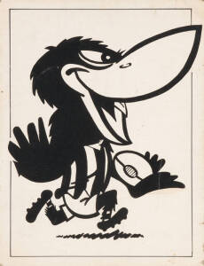 COLLINGWOOD/WEG ARTWORK: c1960s caricature mascot Magpie, on board, (not signed by Weg but it sure looks like his work), size 39x50cm. Fair/Good condition.