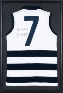 PAUL COUCH (Geelong - 1989 Brownlow Medallist), signature on Geelong football jumper, framed & glazed, overall 66x96cm.