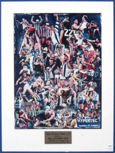 NORTH MELBOURNE: Original Weg posters for 1996 & 1999, both window mounted, framed & glazed, each overall 66x82cm. Plus 1996 framed photo-montage awarded to a sponsor.