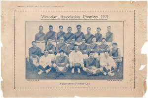 1921 Sporting Life & The Bayonet "Prominent Players" pictorial supplement No.22 "Victorian Association Premiers 1921, Williamstown Football Club", 25x38cm. Fair/Good condition. Extremely rare - not illustrated on AFHG "Australian Rules Football Cards" web