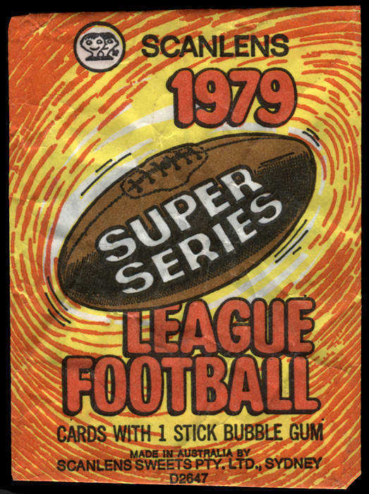 1979 "Scanlens, 1979, Super Series, League Football" wrapper. G/VG condition. Scarce.