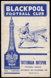 FOOTBALL PROGRAMMES: c1953-66 collection of English football programmes, noted Blackpool (52); Accrington Stanley; Arsenal (6); Barnet (2); Birmingham City (4); Blackburn Rovers (3); Bolton Wanderers (3); Bristol Rovers; Burnley (2); Chelsea (3); Everton 