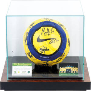 2006 AUSTRALIAN SOCCEROOS: "Nike" football signed by Australia's 2006 World Cup Squad 25 signatures including Mark Viduka, Harry Kewell, Lucas Neill, Tim Cahill, Archie Thompson & John Aloisi, limited edition 125/150, in attractive perspex display case, o