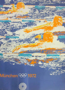 OLYMPICS POSTER: Official Poster of the 1972 Olympic Games in Munich, Sports Series - #18 Swimming, large size - not sold to the public, original colour lithograph, size 84x119cm, folded.