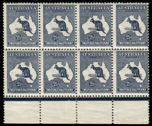 2½d Indigo, marginal block from base of sheet showing the NO MONOGRAM state of the plate; light vertical gum bend through one unit; mainly fine & fresh **. BW.9zd - $3000.