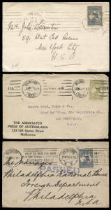 Usage of 2½d Blue on a 1918 (Apr.10) Sydney - New York, 1918 (May 13) Melbourne - Philadelphia, handstamped "PASSED",, plus 3d Olive, Die II, Melbourne - San Francisco, group of commercial covers.