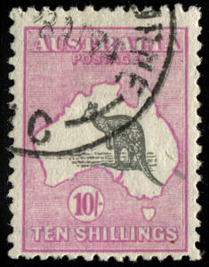 10/- Grey & Pale Aniline Pink, FU