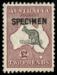 &pound;2 Black & Rose, overprinted "SPECIMEN", Type B. MLH, a very fine example.