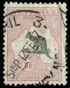 10/- Grey & Pink with variety "Notch above 'Roo's foreleg", FU.