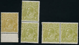 4d Olive: group with Single wmk marginal single, SM. perf 14, vert. pair and SM. perf 13½ x 12½, horiz. pair.