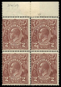 2d Red-brown blk with "Large white flaw in L value tablet" and 2 other units with plateable varieties, 2**/2*(variety**), plus a single* with "White flaws in LVT, thro' 'A' & 'N' and emu's body"; BW.97(16)f & q, 16L4 & 16R60.