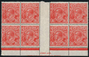 1½d Red, Die II, Ash imprint blks of 8 (5) and 15 (1), top marginal blks of 15 & 16, 3 blks of 4 and a blk of 5. Plus 6 perf 14. Varieties noted. Small faults, majority fine. Useful deasler lot.