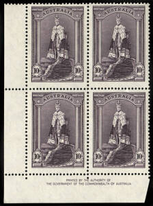 5/- & 10/- Robes (Thick paper) Authority Imprint blocks 4; superb MUH. (the 5/- lightly mounted in margins only)