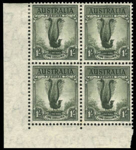 1942-3 (SG.188, 190-92) 4d Koala, 6d Kookaburra, 9d Platypus & 1/- Lyrebird, all in NO IMPRINT corner blocks. Superb; all MUH (1 x 1/- MVLH).