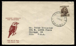 Group of Bodin covers to the one addressee in the USA. With 1950 (Aug.14) 8&frac12;d Aborigine, 1951 (Oct.31) 7&frac12;d KGVI, 1951 (Nov.28) 3&frac12;d KGVI, 1952 (Feb.20) 6&frac12;d KGVI and 1954 (Jun.23) 2&frac12;d & 6&frac12;d QEII.