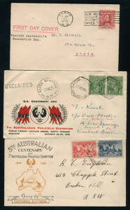 Group of pre-decimal (85+) and decimal (45+) FDCs, commemorative and commercial covers with single, multiple and mixed frankings. Incl. reg., Scouts, RGSA., Antarctic and Philatelic Exhibitions from 1932 onwards. A range of manufacturers incl. SA Stamp Co