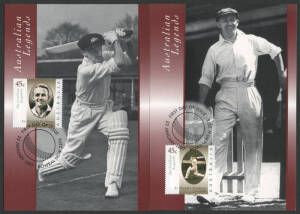 1997 (Jan.23) (SG.1663-64) 45c SIR DONALD BRADMAN maximum card pair with the special Bowral pictorial postmark. Please note the price incl. postage paid in Australia and DELIVERY WORLDWIDE. Promotional advertising opportunity.