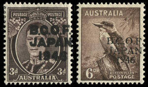 Specialist group comprising 1d PROOF Overprint in black MUH (J2PP[2]A; 1d Overprint in BLUE MUH; 3d Authority Imprint blk.4 MUH; 3d & 6d with DRAMATICALLY MISPLACED OVERPRINTS (both Mint) & 5/- (Thick paper) VFU