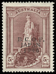 1946 (SG.J1-7) &frac12;d - 5/- B.C.O.F. Overprints set including the 5/- Thick paper. MUH.