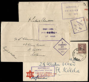1941-42 correspondence to Dr Ludwig Ehrmann (mostly) at his home in Alma Road, St.Kilda; primarily from German-Jewish internees at Tatura & Hay Internment Camps. Ehrmann has clearly providing advice and assistance to his correspondents, and the details wh