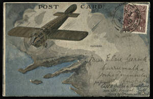 6 Aug.1919 (AAMC.22a) Minlaton - Adelaide special postcard, carried by Harry Butler; with private hand-written message "...hope you receive this safely and will long remember the lovely time you had watching Captain Butler, don't you think he was lovely."