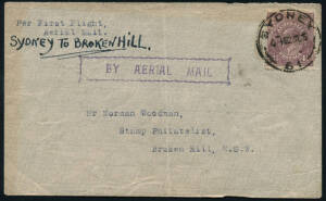 21-22 July 1925 (AAMC.83) Sydney - Broken Hill, cover flown by Australian Aerial Services Ltd inaugural flight. Cat.$300.