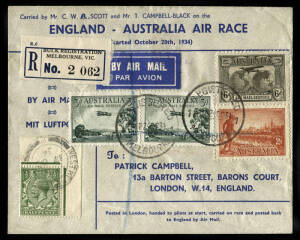 Oct.1934 (AAMC.433) MacRobertson Air Race registered cover flown and signed by Scott & Campbell-Black. [100 flown].