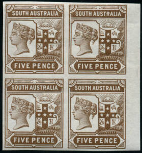 1894-1906 (SG.234-35) Plate Proofs, 2&frac12;d Blue, 2&frac12;d Deep Dull Purple & 5d Brown in blocks of 4, on unwatermarked gummed paper. Superb **. (12)