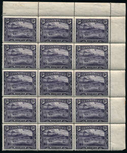 1899-1900 PICTORIALS in blocks, with SG.229,231 & 232, wmk 'TAS', &frac12;d deep green (38), 2d deep violet (32) and 2&frac12;d indigo (16). SG.&pound;850+.