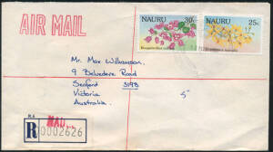 Group of commercial covers (25) & FDCs (9). Commercial covers 1984-89, incl. airmails and registered, in various sizes with single and mixed frankings of 15c, 20c, 25c, 30c, 45c, 55c, 65c, 70c, 80c, $1.65, $1.95 and $8.10. Plus 2 P.O. packs. Mixed conditi