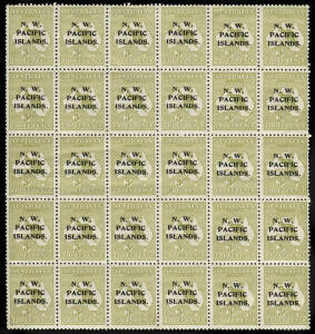 1918-23 (SG.109) 3d Greenish-Olive (Die 1) complete sheet [Fifth Setting] with plateable flaws on the stamps noted. Cat.£690+. Ex Patrick Williams, FRPSL.