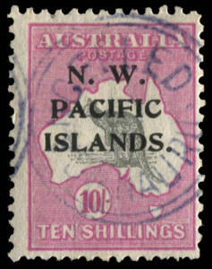 1918-23 (SG.117) 10/- Grey & Bright Pink, FU with "NAURU" double-ring cancel.