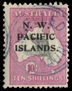 1918-23 (SG.117) 10/- Grey & Bright Pink, FU with "NAURU" double-ring cancel.